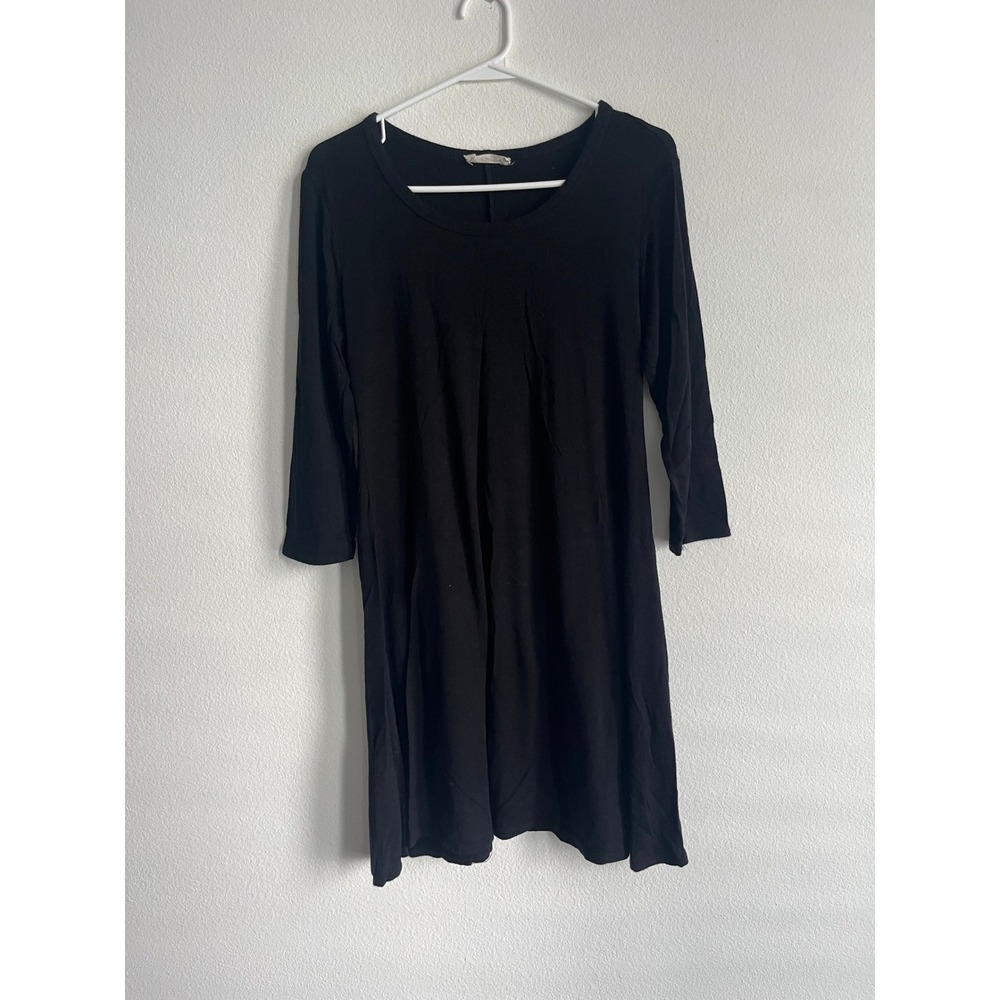 Forever Rose Couture Black 3/4 Sleeve Knit Mini Dress XL Scoop Neck Jersey